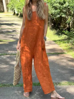 Women's Loose Linen Jumpsuit | Casual & Breathable