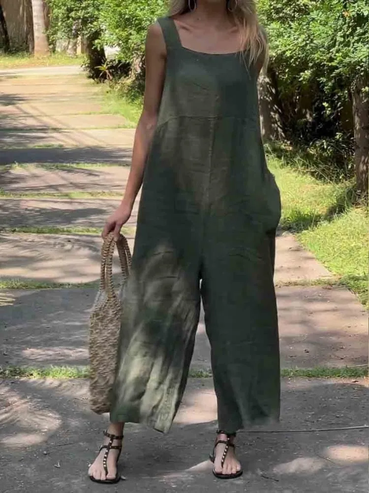 Women's Loose Linen Jumpsuit | Casual & Breathable