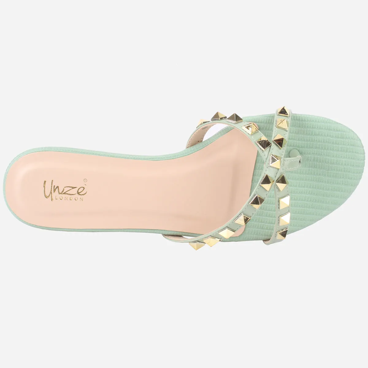 Womens "SKYLER" Stud Adorned Thong Summer Slippers