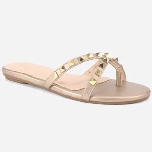 Womens "SKYLER" Stud Adorned Thong Summer Slippers