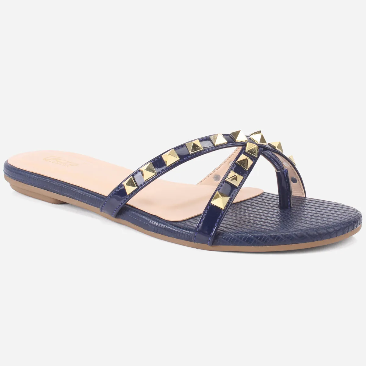 Womens "SKYLER" Stud Adorned Thong Summer Slippers