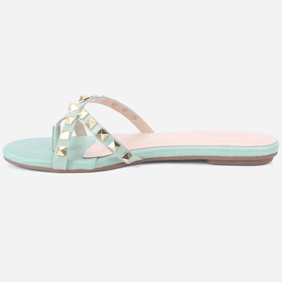 Womens "SKYLER" Stud Adorned Thong Summer Slippers