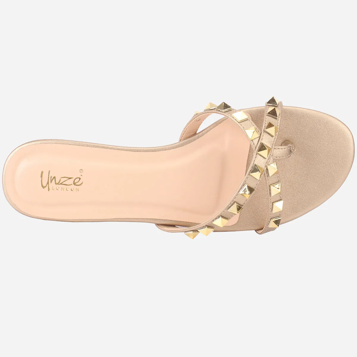 Womens "SKYLER" Stud Adorned Thong Summer Slippers