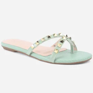 Womens "SKYLER" Stud Adorned Thong Summer Slippers
