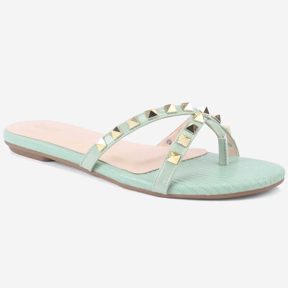 Womens "SKYLER" Stud Adorned Thong Summer Slippers