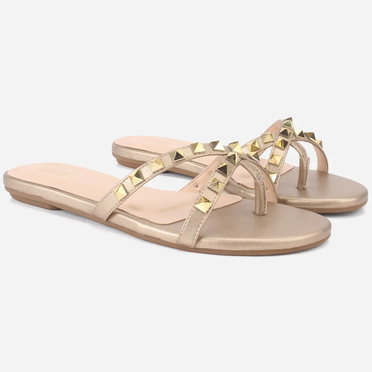 Womens "SKYLER" Stud Adorned Thong Summer Slippers