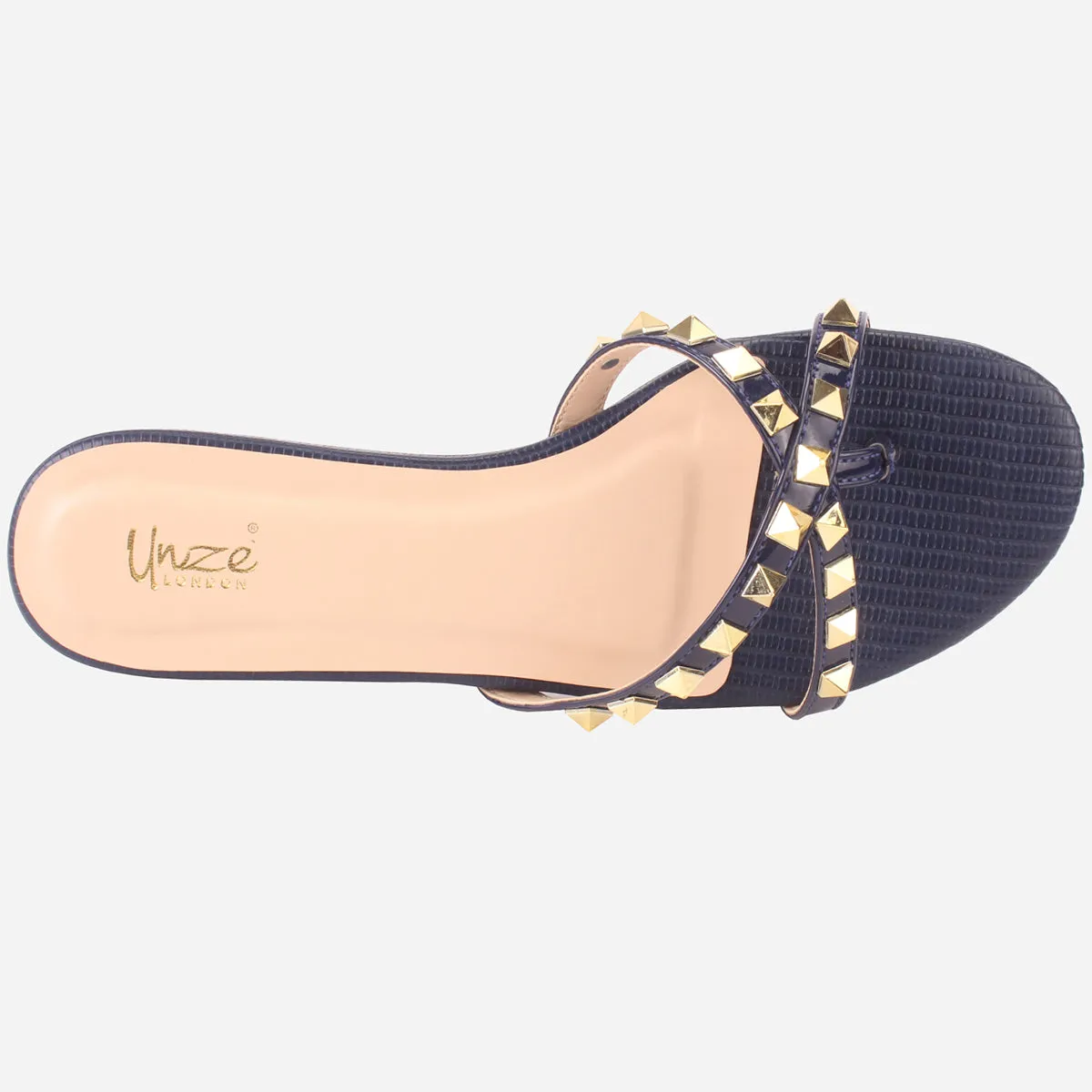 Womens "SKYLER" Stud Adorned Thong Summer Slippers