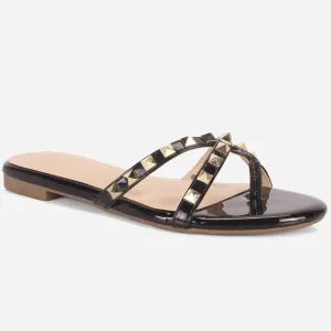 Womens "SKYLER" Stud Adorned Thong Summer Slippers