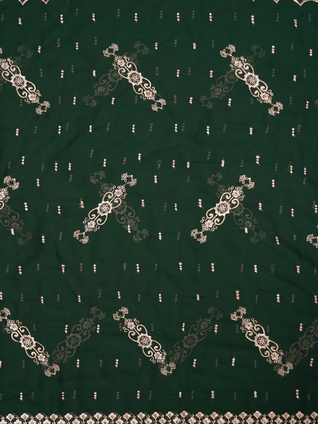 Zari Green Silk Georgette Dress Material with Dupatta